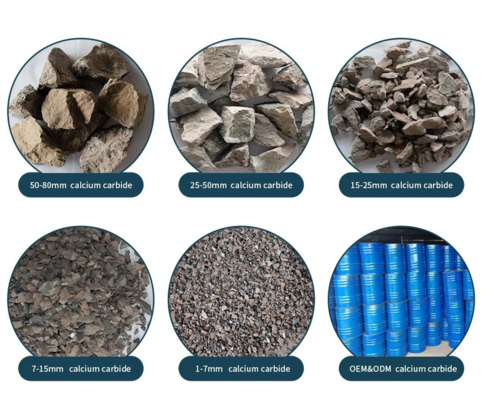 Industrial Grade Calcium Carbide 50-80mm Size 295L/kg Gas Yield Black/Grey Drum for Acetylene Gas Production 50/100kg