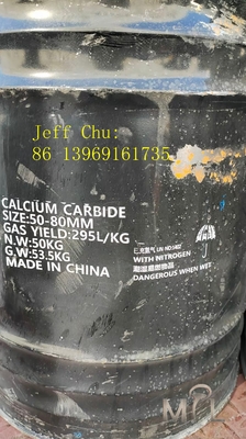 Industrial Grade Calcium Carbide 50-80mm Size 295L/kg Gas Yield Black/Grey Drum for Acetylene Gas Production 50/100kg